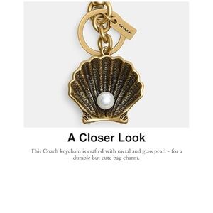 Coach Gold Shell Keychain with Pearl Detail